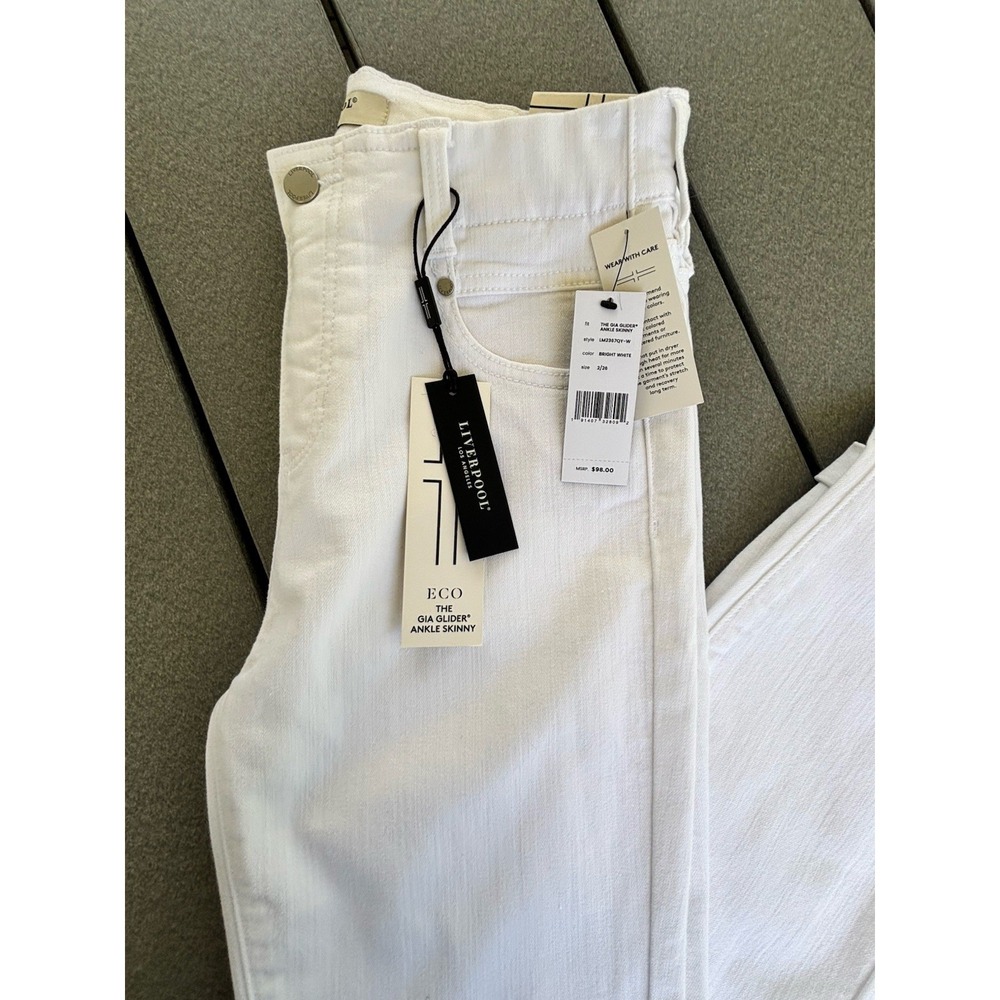 Liverpool Los Angeles Gia Glider Ankle Skinny Jeans Women's Size 2 White New NWT - Picture 3 of 12